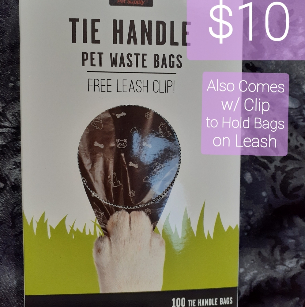 100 The Handle Pet Waste Bags w/Free Leash Clip